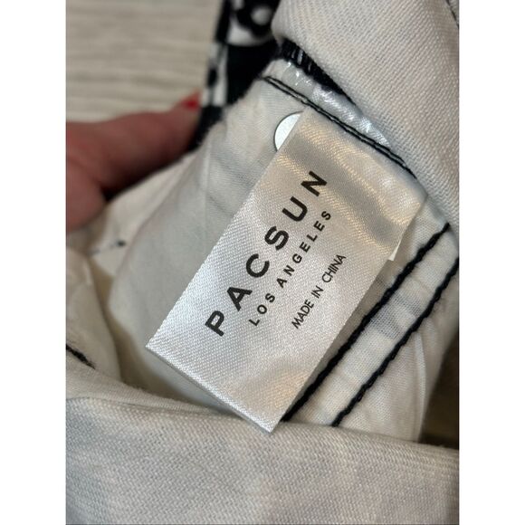 Pacsun black and white checked flowered mini skirt size 25 - Picture 11 of 12